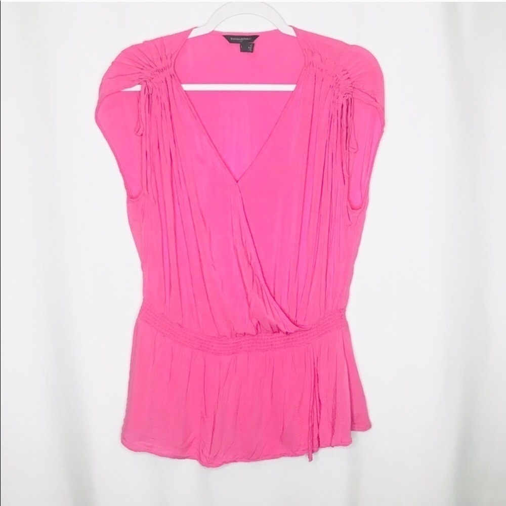 🌷Banana Republic Hot Pink Tie Shoulder Wrap Top